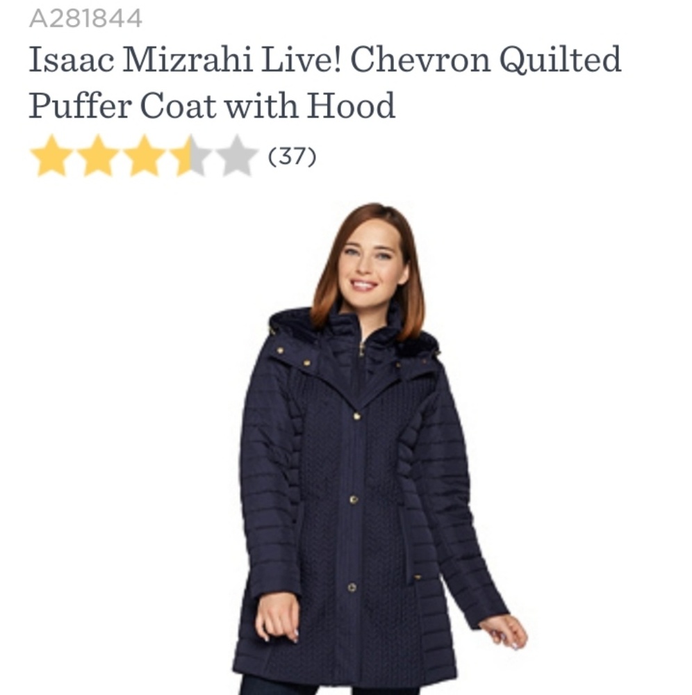 Isaac Mizrahi Live! Chevron Quilted Puffer Coat	Bl
